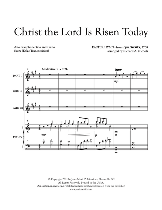 Christ the Lord Is Risen Today - Alto Saxophone Trio