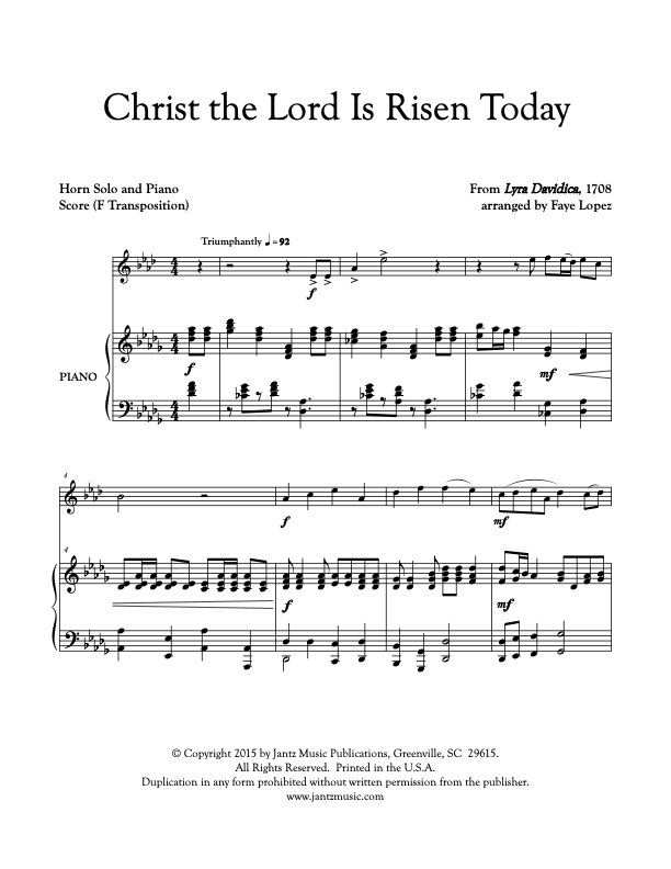 Christ the Lord Is Risen Today - Horn Solo