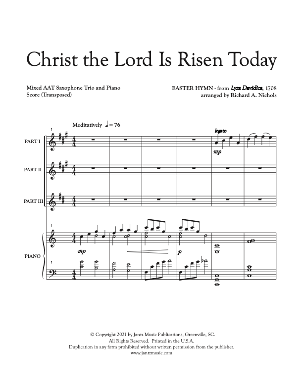 Christ the Lord Is Risen Today - AAT Saxophone Trio