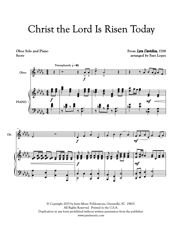 Christ the Lord Is Risen Today - Oboe Solo