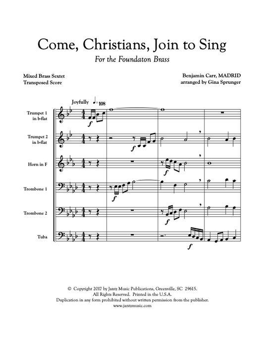 Come, Christians, Join to Sing - Mixed Brass Sextet