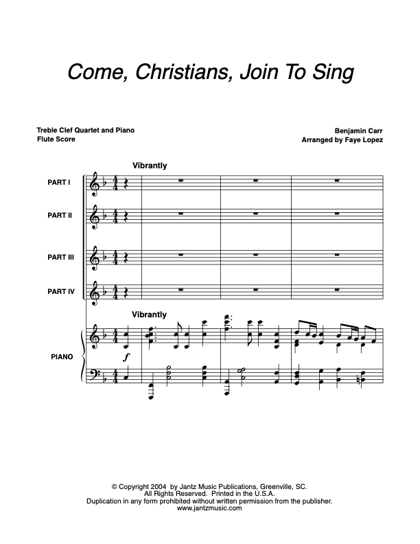 Come, Christians, Join to Sing - Flute Quartet