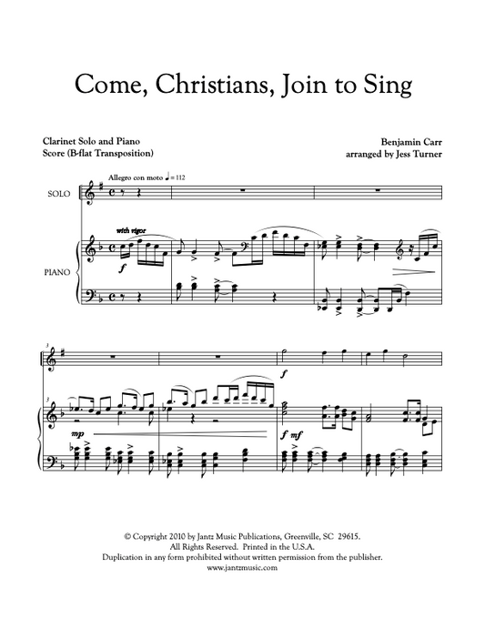 Come, Christians, Join to Sing - Clarinet Solo