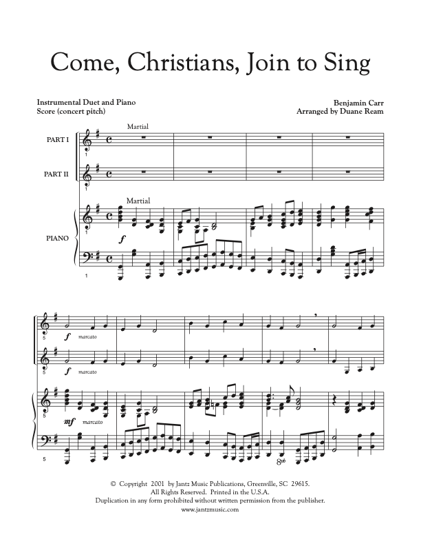 Come, Christians, Join to Sing - Combined Set of All Duet Instrument Options
