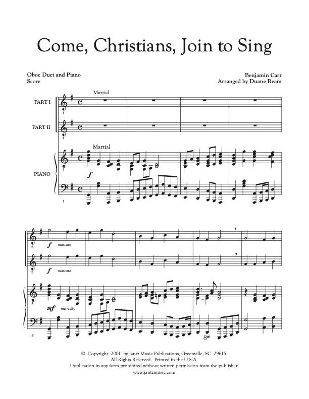 Come, Christians, Join to Sing - Oboe Duet