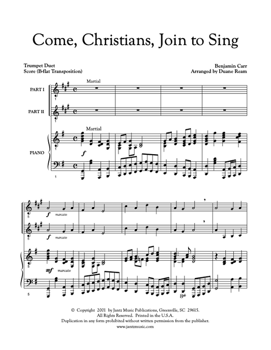 Come, Christians, Join to Sing - Trumpet Duet