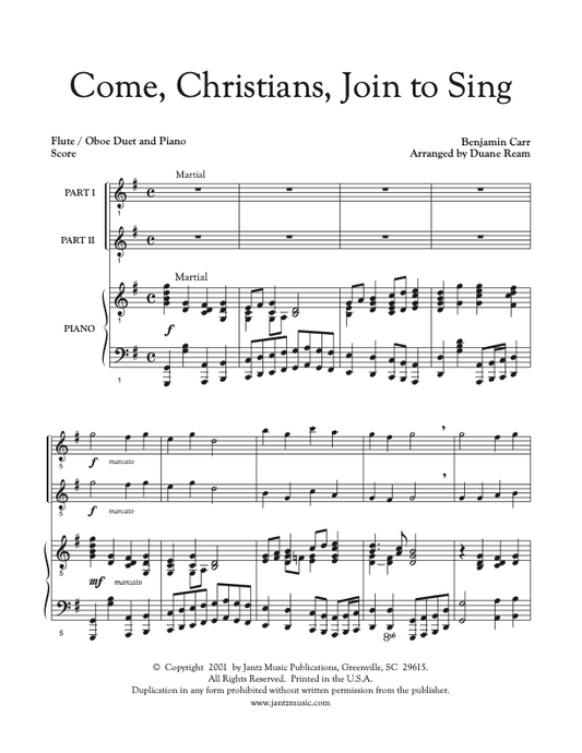 Come, Christians, Join to Sing - Flute/Oboe Duet