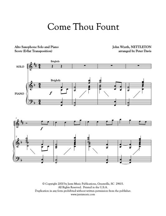 Come Thou Fount - Alto Saxophone Solo