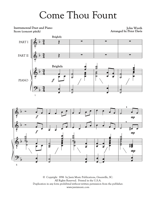 Come Thou Fount - Combined Set of All Duet Instrument Options