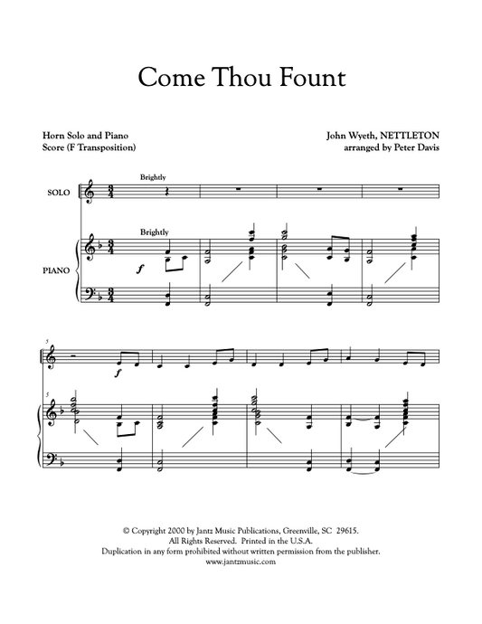 Come Thou Fount - Horn Solo