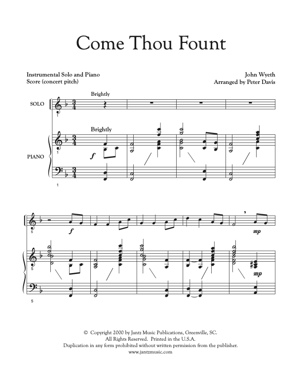 Come Thou Fount - Combined Set of All Solo Instrument Options