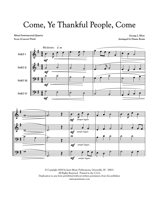 Come, Ye Thankful People, Come - Combined Set of Both Mixed Quartet Versions
