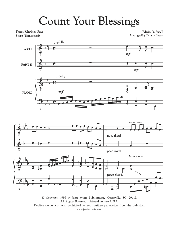 Count Your Blessings - Flute/Clarinet Duet