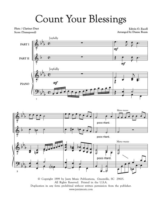 Count Your Blessings - Flute/Clarinet Duet