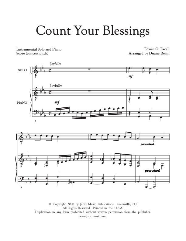 Count Your Blessings - Combined Set of All Solo Instrument Options