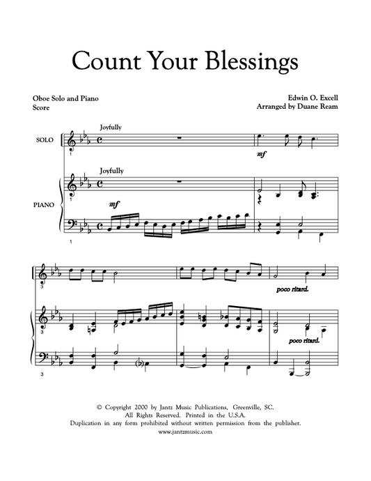 Count Your Blessings - Oboe Solo