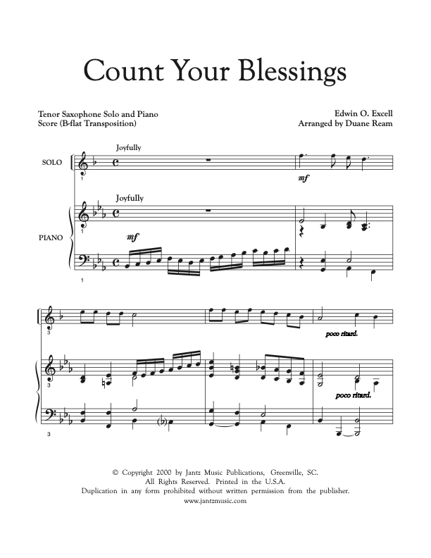 Count Your Blessings - Tenor Saxophone Solo