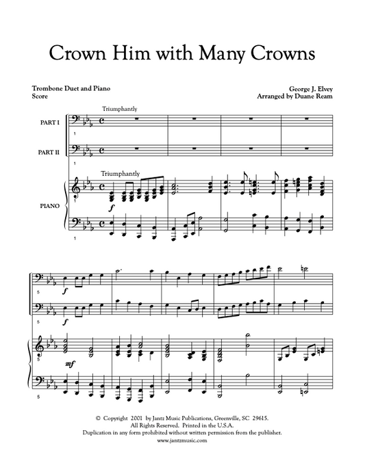 Crown Him with Many Crowns - Trombone Duet