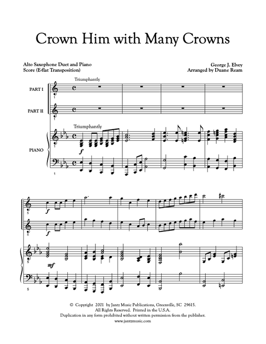 Crown Him with Many Crowns - Alto Saxophone Duet