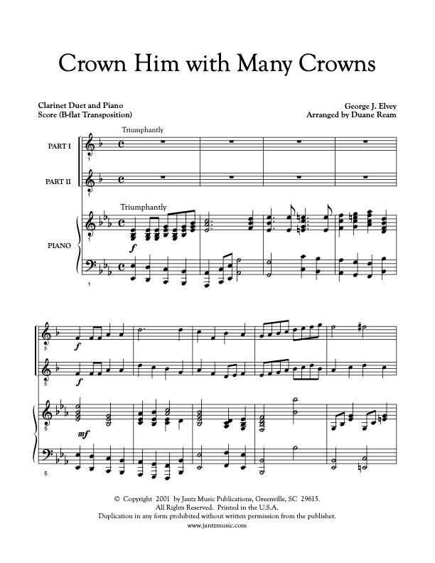 Crown Him with Many Crowns - Clarinet Duet