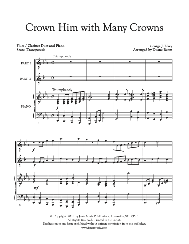 Crown Him with Many Crowns - Flute/Clarinet Duet