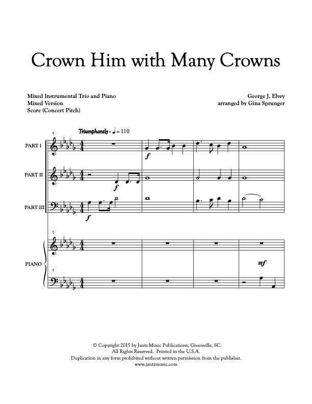 Crown Him with Many Crowns - Mixed Brass Trio
