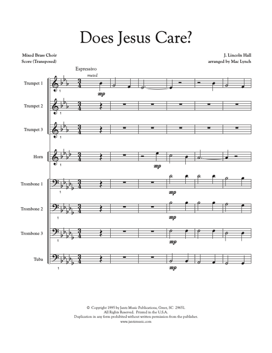 Does Jesus Care? - Mixed Brass Choir (313.01)