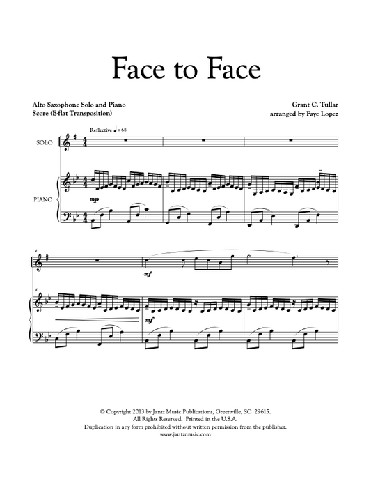 Face to Face - Alto Saxophone Solo