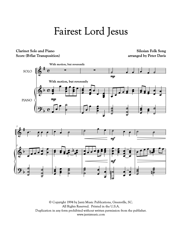 Fairest Lord Jesus - Clarinet Solo