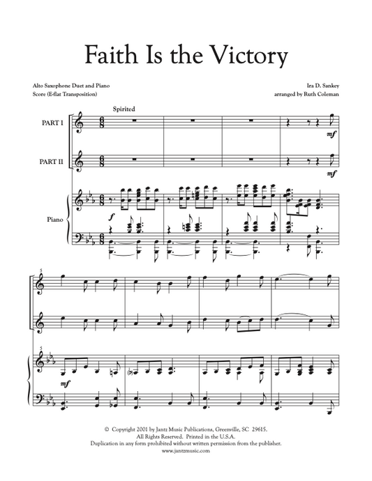 Faith Is the Victory - Alto Saxophone Duet
