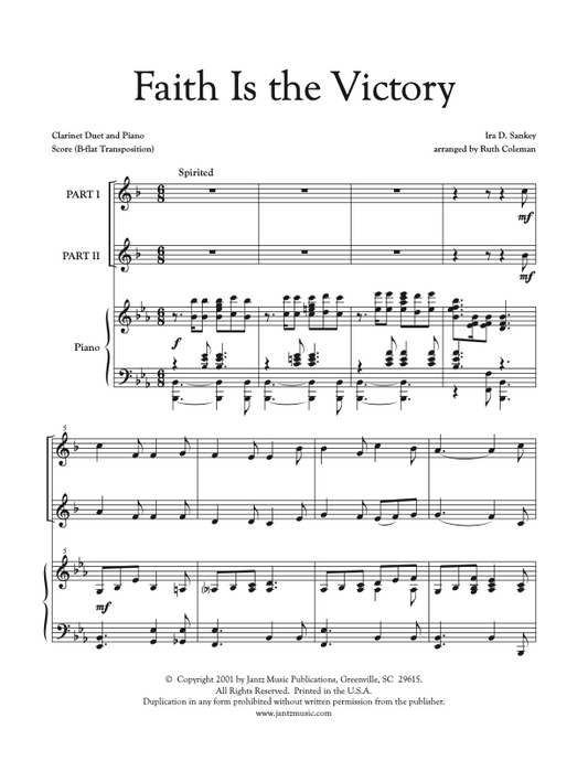 Faith Is the Victory - Clarinet Duet