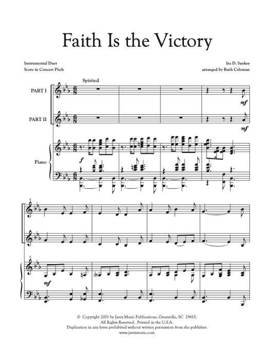 Faith Is the Victory - Combined Set of All Duet Instrument Options