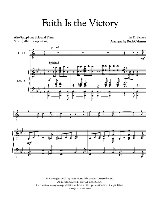 Faith Is the Victory - Alto Saxophone Solo