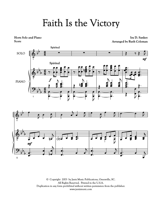 Faith Is the Victory - Horn Solo