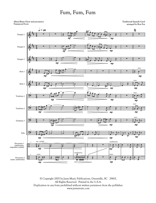 Fum, Fum, Fum - Mixed Brass Choir (323.01p)