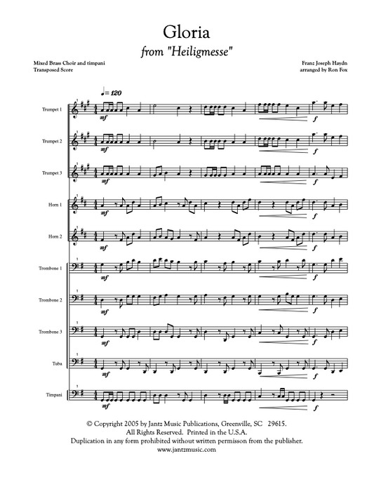 Gloria - Mixed Brass Choir (323.01p)