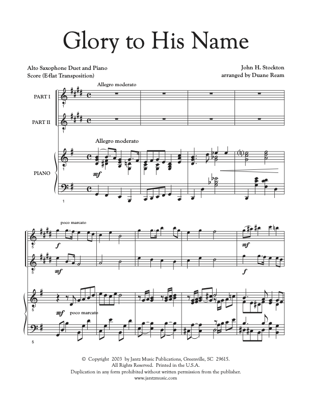 Glory to His Name - Alto Saxophone Duet