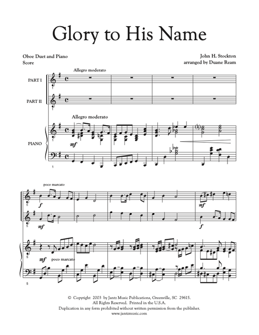 Glory to His Name - Oboe Duet