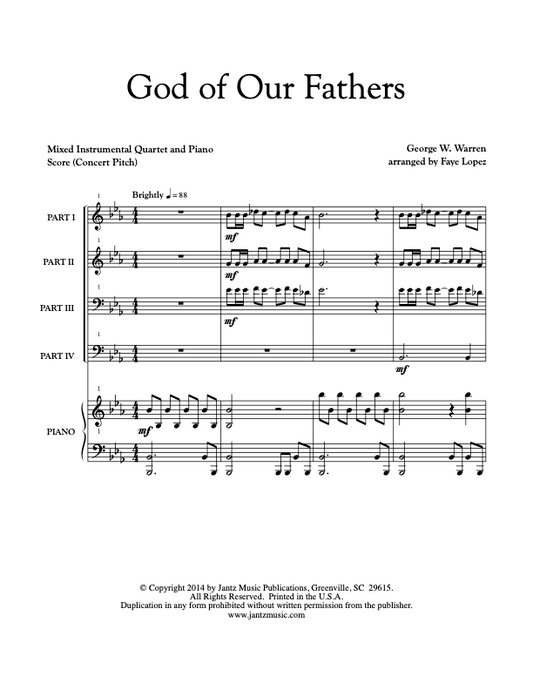 God of Our Fathers - Combined Set of Both Mixed Quartet Versions w/ piano