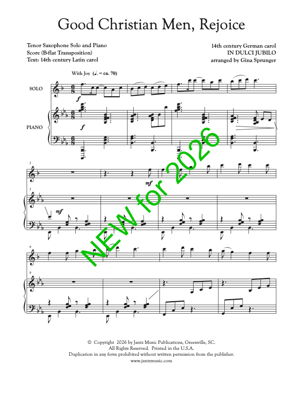 Good Christian Men, Rejoice - Tenor Saxophone Solo