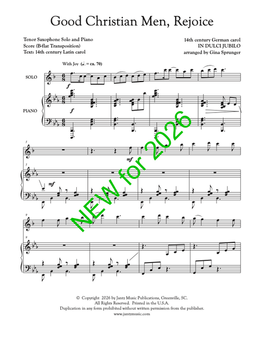 Good Christian Men, Rejoice - Tenor Saxophone Solo