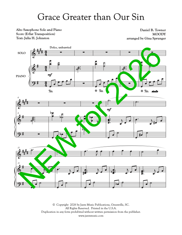Grace Greater Than Our Sin - Alto Saxophone Solo