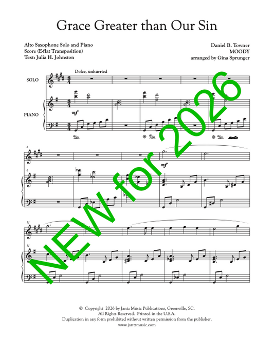 Grace Greater Than Our Sin - Alto Saxophone Solo
