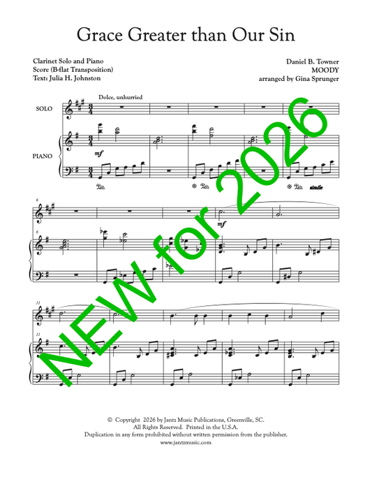 Grace Greater Than Our Sin - Clarinet Solo