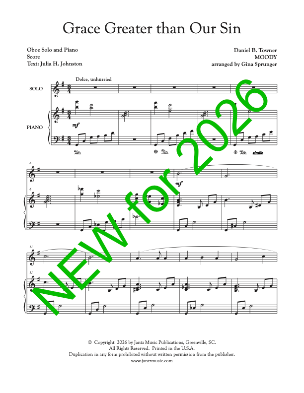 Grace Greater Than Our Sin - Oboe Solo