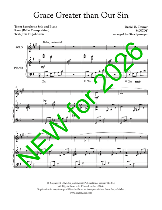 Grace Greater Than Our Sin - Tenor Saxophone Solo