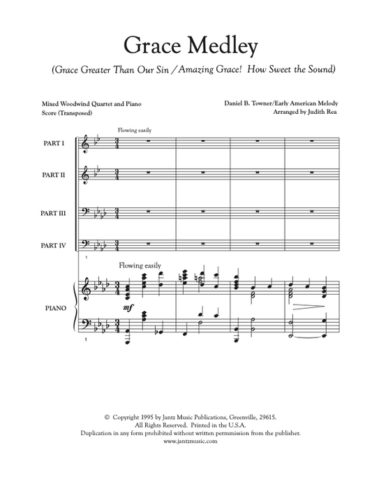 Grace Medley - Mixed Woodwind Quartet w/ piano