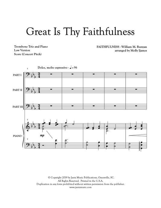 Great Is Thy Faithfulness - Trombone Trio
