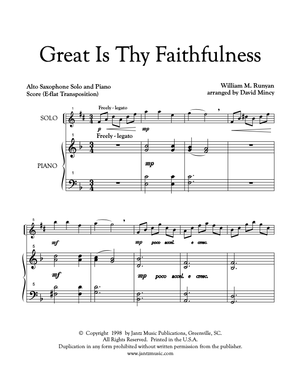 Great Is Thy Faithfulness - Alto Saxophone Solo