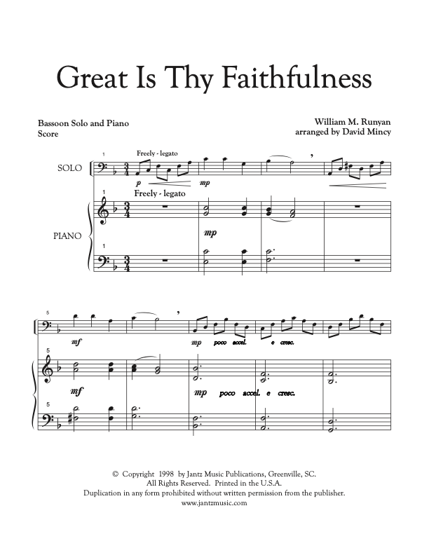 Great Is Thy Faithfulness - Bassoon Solo
